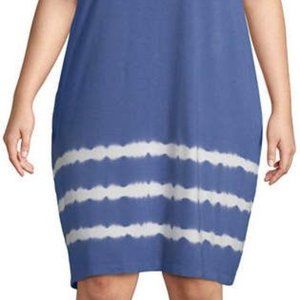 Blue Tie-Dye Hem T-shirt Dress